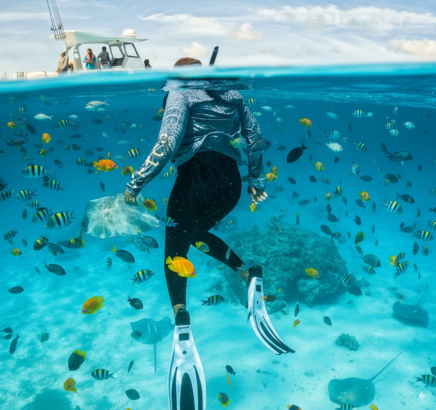 Reef snorkelling between camps